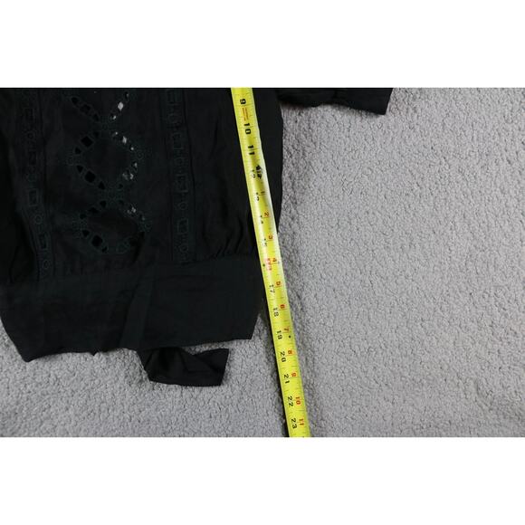 ba&sh Top Xs Black Bacary Eyelet Cutout Tie Back Blouse - Picture 8 of 8